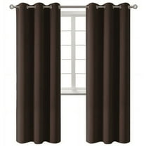 BROWN 2-Piece Outdoor Thermal Blackout Grommet Patio Curtain Panels Set, Two (2) Panels 35" x 84" Each (K68)