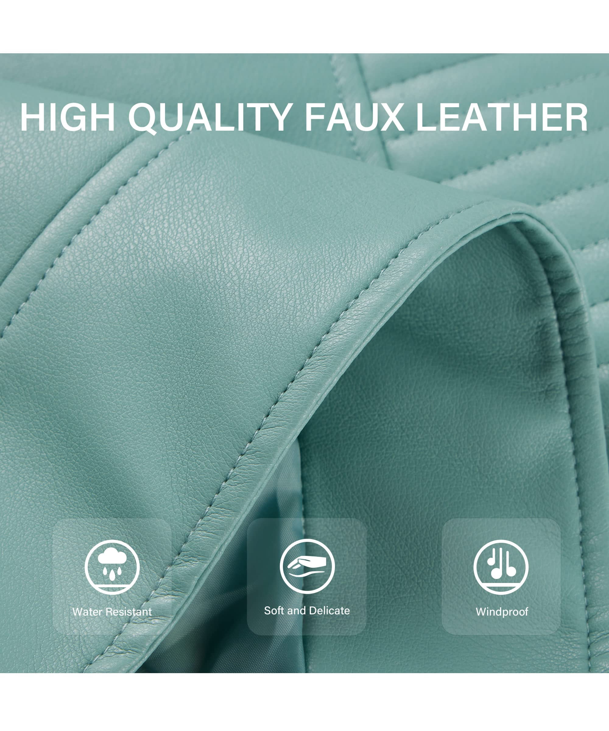 Giolshon Women's Faux Leather Jacket Moto Water Resistant Coat