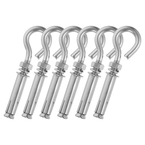 Milisten 6-Pack Heavy Duty Stainless Steel Concrete Hooks with Expansion Bolts for Secure Wall and Ceiling Anchoring