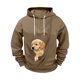 thumbnail image 2 of Ceisia Pet Carrier Hoodie Long-Sleeve for Men with Cotton Fabric Solid Color Drawstring Dogs Cats Pockets Brown XXXXXL Gift, 2 of 5