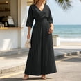 thumbnail image 6 of Edvintorg Women Jumpsuit Lightweight 3/4 Sleeve V Neck Casual Flowy Romper with Wide Leg Pant One Piece Womens Trendy Clothes S-2XL Black, 6 of 9