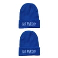 thumbnail image 3 of Guardurnaity Gorros tejidos a la moda para mujer, gorros para el día del pelo malo, gorro informal Unisex de invierno para hombre, gorro bordado de Hip Hop azul 2piezas Guardurnaity CBP007798, 3 of 6