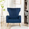 thumbnail image 2 of Silla de acento de terciopelo con patas de metal, sillón tapizado moderno, silla lateral de espalda para salón dormitorio pequeños espacios, 2 of 5