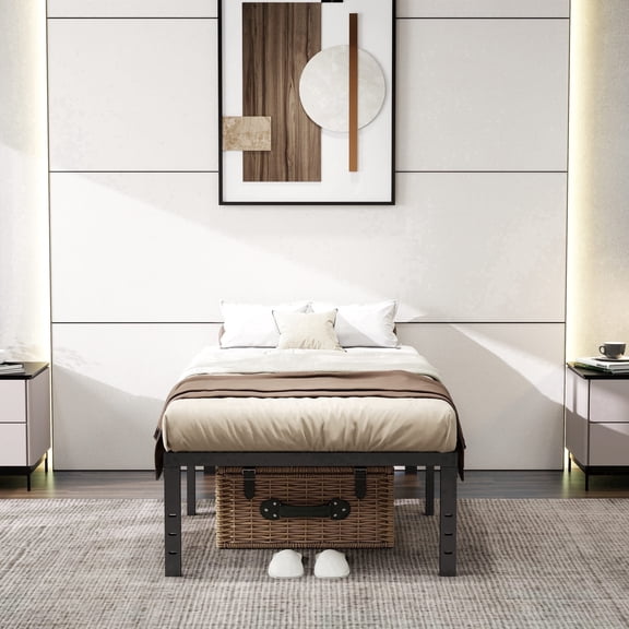 14 Inch Metal Platform Bed Frame,Twin Bed frames,Heavy Duty Steel Slat Support, No Box Spring Needed, Noise-Free, Easy Assembly, Modern Minimalist Design