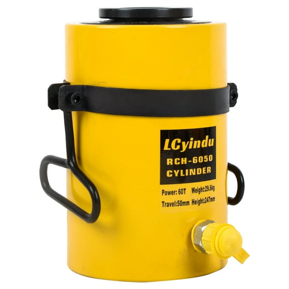 LCyindu 60T Hydraulic Cylinder Jack Hollow Single Acting 2" Stroke Lifting Ram Cylinder