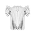thumbnail image 4 of vastwit Toddler Girls Blouses Metallic Shirts Party Tops Ruffle Short Sleeve Tee Concert T-shirt Silver 4T, 4 of 7