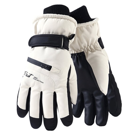 COMVALUE Women's Thick Winter Ski Gloves - Warm, Waterproof Windproof Outdoor Gloves (Beige, One Size)