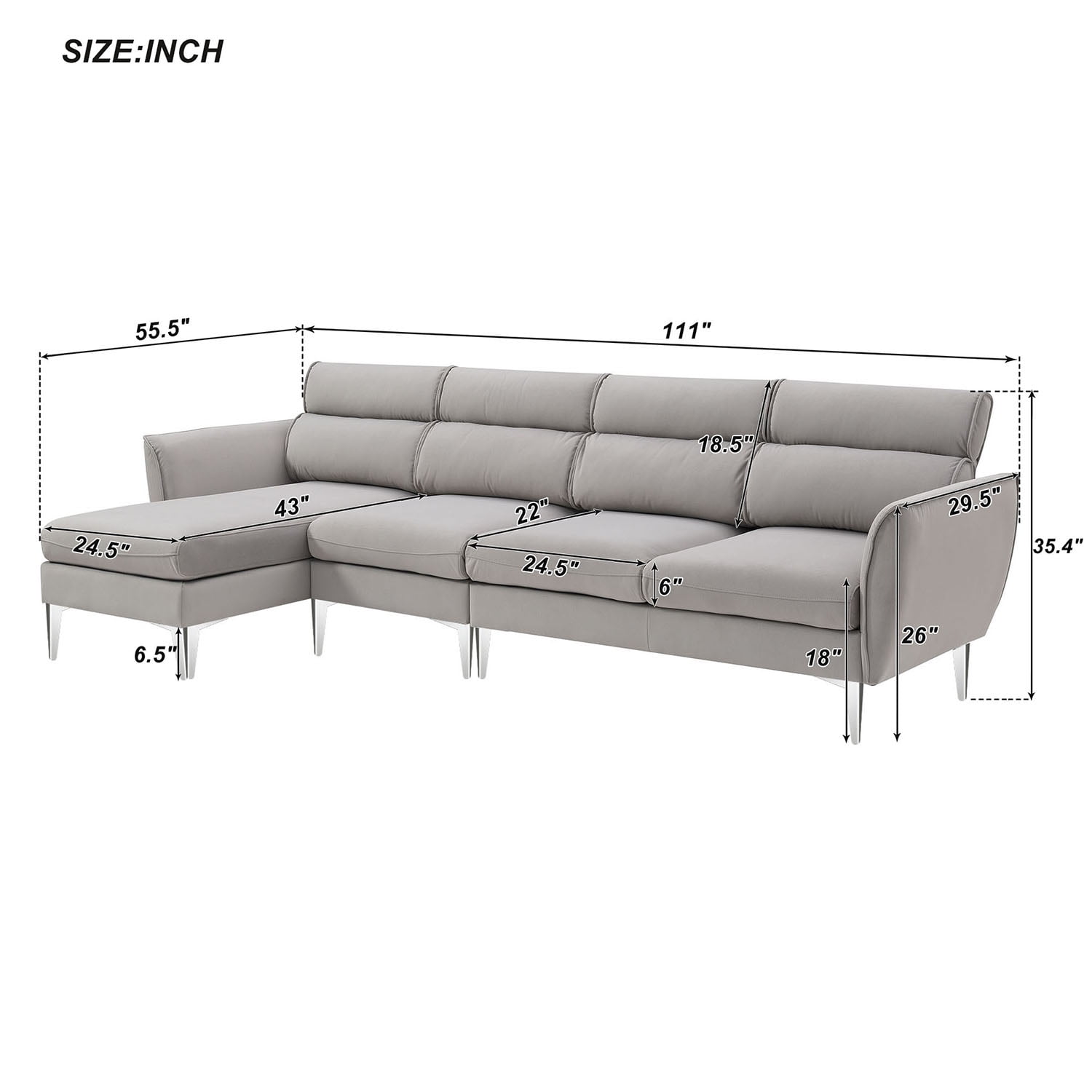 Kadyn 111 " Convertible Sectional Sofa Couch, Flannel L Shape Furniture Couch with Chaise Left/Right Handed Chaise, Modern Fabric Sofa for Apartment, Gray Kadyn 111 " Convertible Sectional Sofa Couch, Flannel L Shape Furniture Couch with Chaise Left/Right Handed Chaise, Modern Fabric Sofa for Apartment, Gray