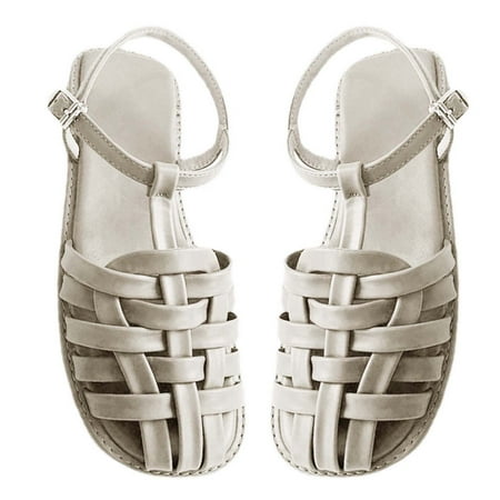 

huanledash 1 Pair Women Sandals Woven Toe Cap Comfortable Soft-soled Retro Round Head Women Sandals for Beach