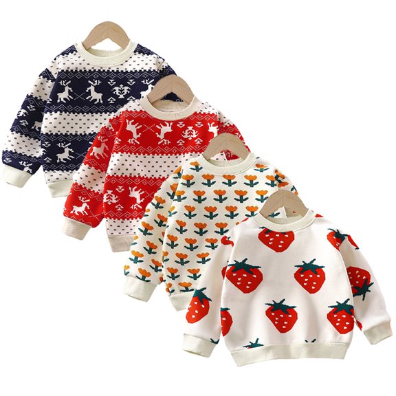 KYAIGUO 9M-12Y Toddler Baby Boys Girls Crewneck Sweatshirt Kids Long Sleeve Cartoon Pullover Tees Infant Sport Blouse Tops