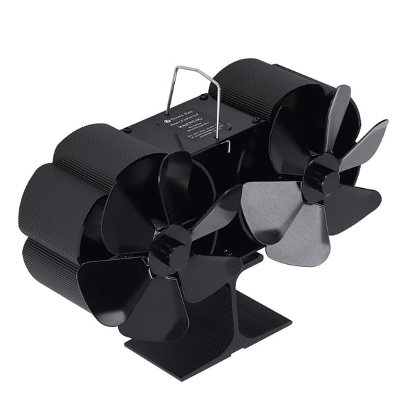Ventilador de Estufa Alimentada Por Calor, Ventilador de Chimenea Térmica de Doble Cabeza Resistente Al Desgaste Negro Ventilador de Chimenea Con Alimentación Bajo Volumen de