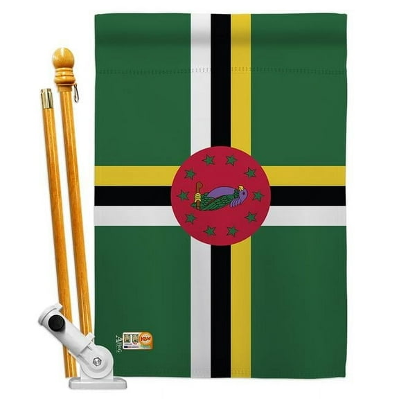 Americana Home & Garden AA-CY-HS-140069-IP-BO-D-US18-AG 28 x 40 in. Dominica Flags of the World Nationality Impressions Decorative Vertical Double Sided House Flag Set & Pole Bracket Hardware Flag Set