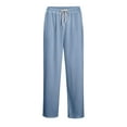thumbnail image 7 of Dresfit Waffle Pants Mens Textured Wide Leg Sweatpants Trendy Drawstring Baggy Hiking Pant Solid Lightweight Travel Sweatpant with Pockets Blue L, 7 of 7