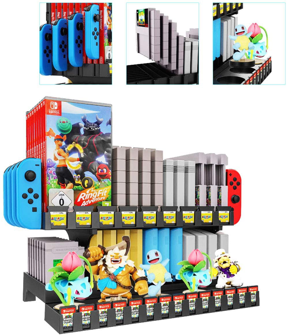 sommerfugl Blæse Forskellige Skywin Retro Games Cartridge Holder Compatible with Nintendo Gameboy, Switch,  NES, N64, and 3DS Games - 61 Games Capacity, Includes Slots for Switch  Tablet, Joycon Controllers, and Amiibo Display - Walmart.com