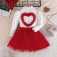 thumbnail image 4 of Kids Girl Outfit Set: Red 2 Piece Heart Top & Tutu Skirt for Kids Girls, Valentine's Day Party Dress & Play Clothes 9M-5T,Size 2-3 T, 4 of 9