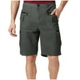 thumbnail image 2 of FRSASU Mens solid color Cargo Shorts Capri Elastic Casual Summer Shorts with Pockets zipper button work pants Army Green, 2 of 7