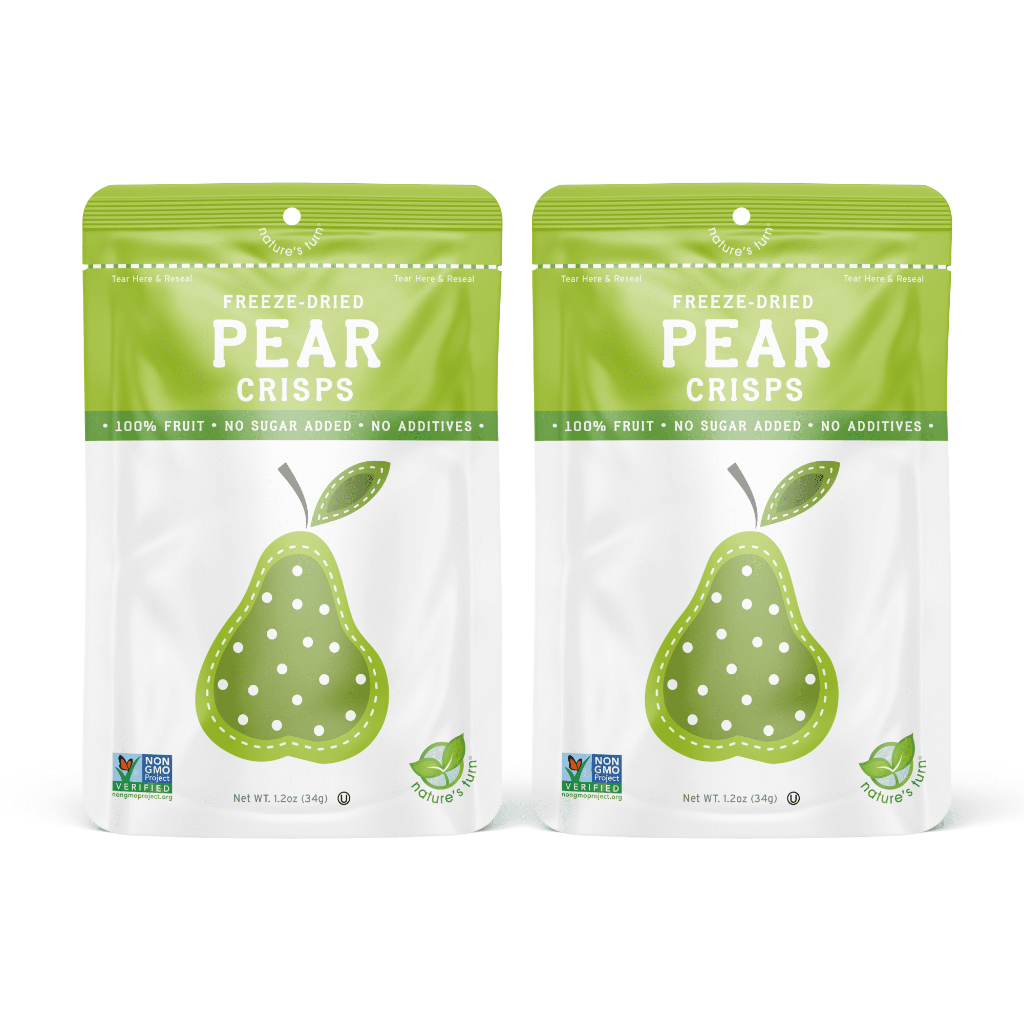 Nature’s Turn Freeze-Dried Pear Crisps, No Added Sugar, Healthy Natural Fruit Crisp Snack for School Lunches, 6 Pack (1.2 oz Each)
