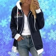thumbnail image 1 of Veste Mode Femme Noël Mode Femme Fermeture Éclair Col en V Chandail Manches Longues Blouse à Capuche Chandail en Molleton Veste Femme en Liquidation, 1 of 1