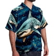 thumbnail image 2 of Starry Shark Men's Short Sleeve Hawaiian Print Button Down Beach Shirt, 2 of 6