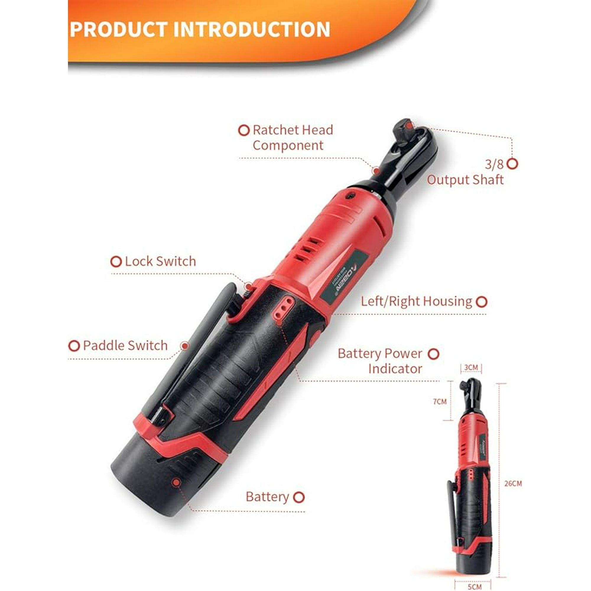 Cordless Electric Ratchet Wrench Set AOBEN 3 8 12V Power Ratchet Tool Kit with 2 Packs 2000mAh Lithium Ion Battery and Charger AB7331T Walmart