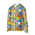 thumbnail image 2 of Pofeuu Various Balls Print Sun Protection Outdoor Lightweight Full Zip UV Cooling Hoodie Long Sleeve Summer Clothing for Outdoor Hiking-Large, 2 of 5