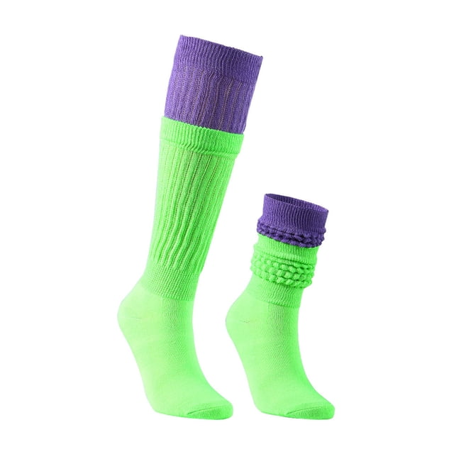 ylioge Compression Socks for Women Trendy Knee-High Stretchy Knitted Color Block Ladies Casual Comfort Basic Slouch Boot Sock