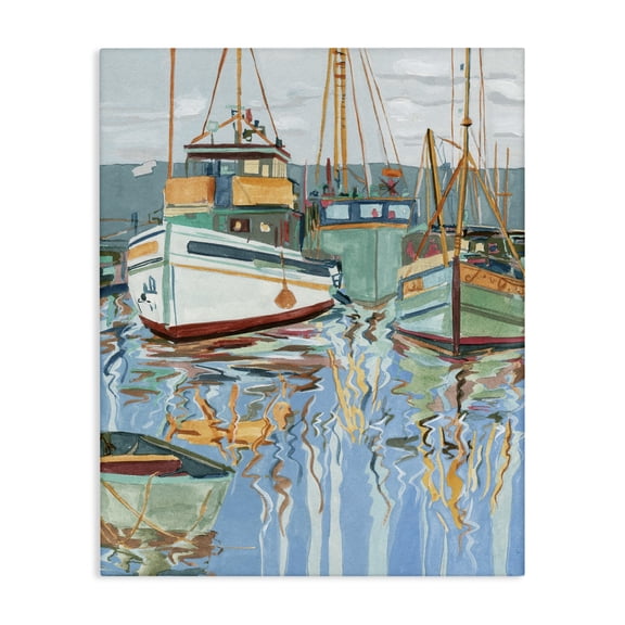 Stupell Industries Bohemian Boat Harbor Reflections Canvas Art, 24 x 30, by Melissa Wang