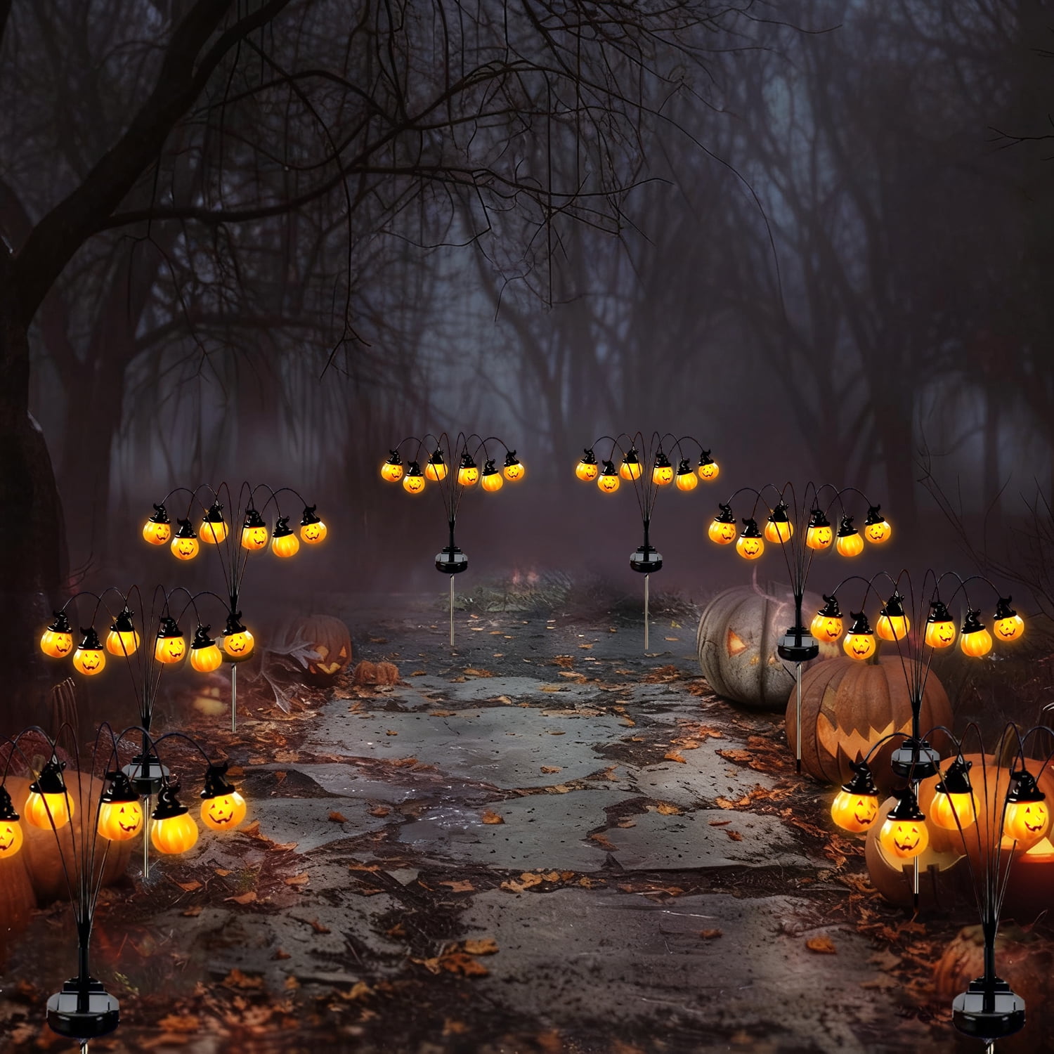 ZOEYKIMLO Halloween Decorations Outdoor, Solar Pumpkin Halloween Path Lights for Yard Garden Lawn Party Decor, 4Pack