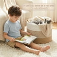 thumbnail image 4 of Large Cotton Rope Basket, Decorative Woven Blanket Storage for Living Room, Boho Toy Storage & Toy Box for Kids, Versatile Laundry Basket & Nursery Hamper for Blankets, 4 of 8