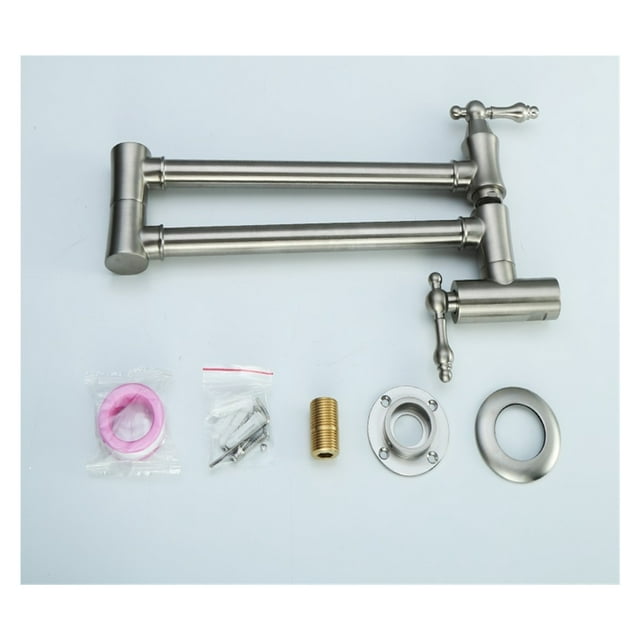 Polishing Folding Pot Filler Solid Brass Wall Mounted Kitchen Sink Faucet Tap With 360 Degree Rotation Spout ,Easy to Install