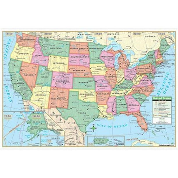 Universal Map 16184 United States Primary Mounted Map - Walmart.com ...