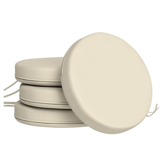 Patio Chair Cushions Set of 4, 15 Inch Round Seat Cushions - Cream White
