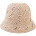 thumbnail image 6 of CoCopeaunts Women Bucket Hat Solid Color Casual Simple Bucket Caps Bell-Shaped Hollow Design Stretchy Warm Knitting Beanie Hat, 6 of 8