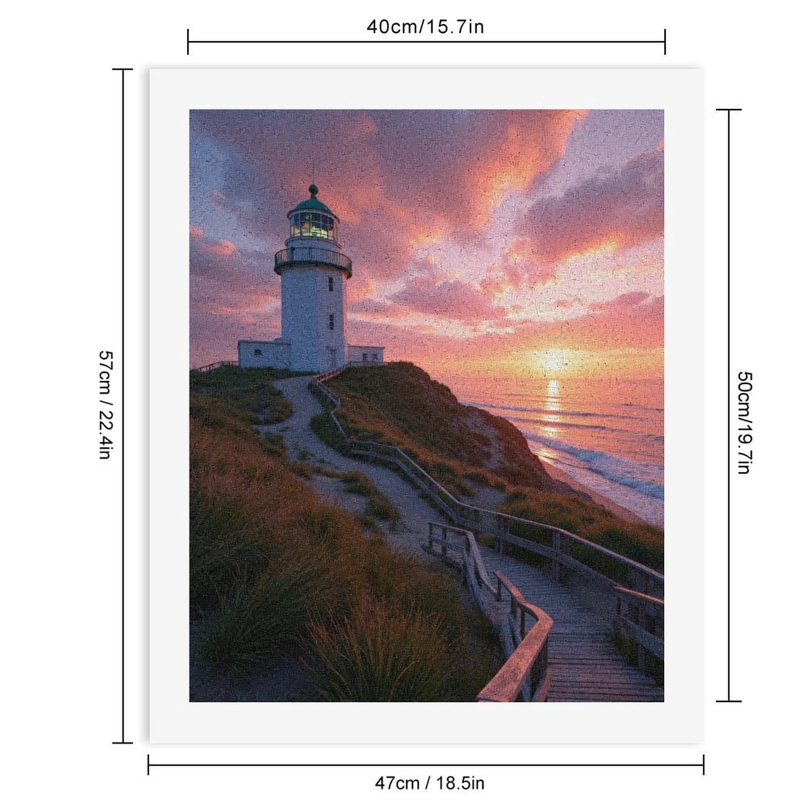 Paint By Numbers Kit for Adults Beginner - Lighthouse Sunset Coastal Serene Pathway DIY Canvas Painting Kits for Adults, Frameless Paint By Number for Adults for Home Wall Decor 16x20 Inch