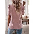 thumbnail image 6 of Slatcetga Women T Shirt Lace Trim Round Neck Short Puff Sleeve Pure Color Casual Lady Pullover Top for Spring Summer Pink M, 6 of 8