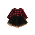 thumbnail image 2 of Arvbitana Girls' Suit Check Mesh Dress Long Sleeve One Piece Fluffy Skirt, 2 of 6