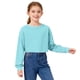 thumbnail image 4 of Cowsor Girls Crop Tops Kids Long Sleeve Pullover Sweatshirts Girls Cropped Crewneck Sweatshir, 4 of 7