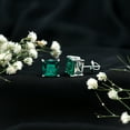 thumbnail image 4 of Rosec Jewels Princess Cut Created Emerald Solitaire Stud Earrings for Women - 8 mm - AAAA Grade, 925 Sterling Silver, 4 of 7