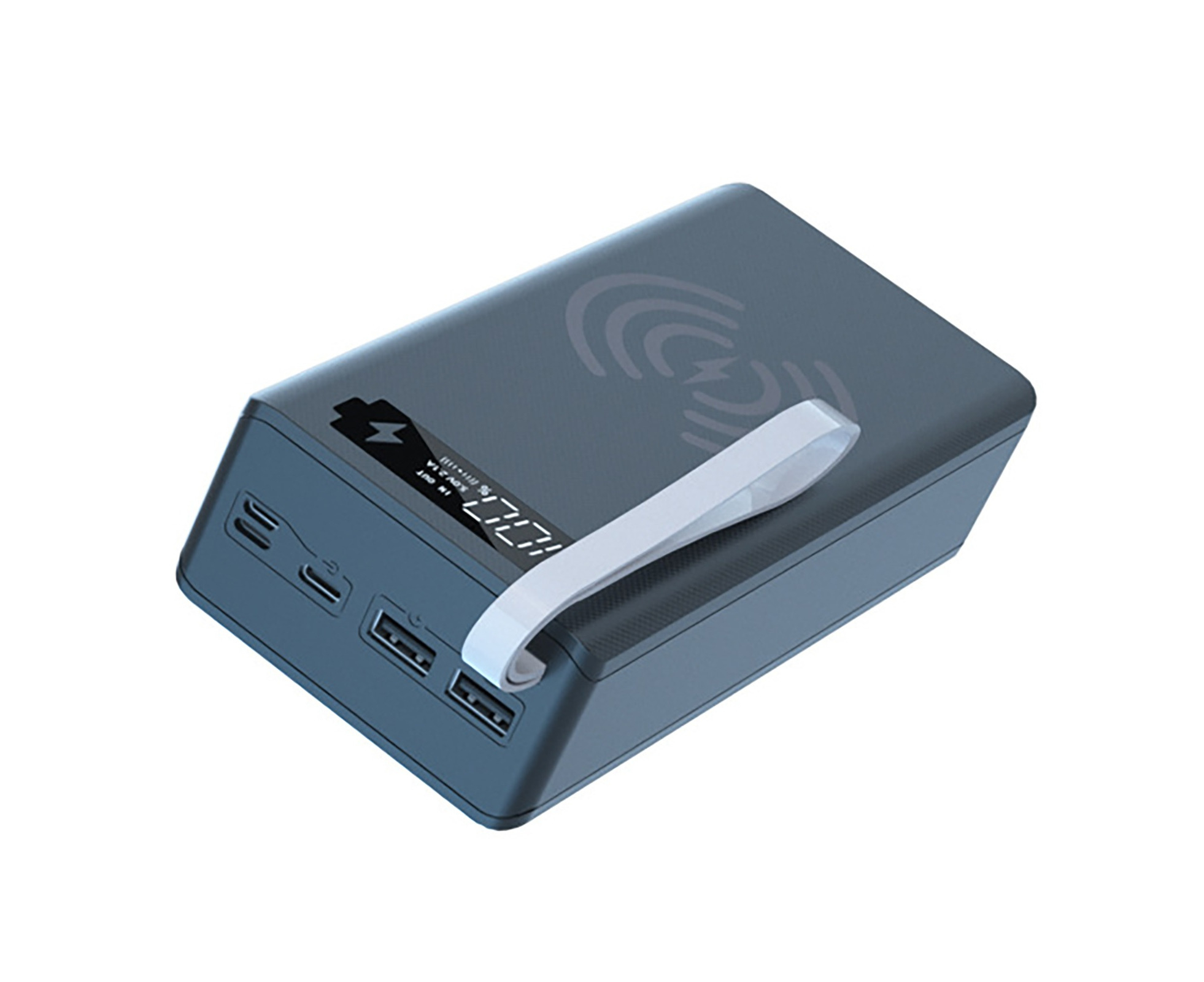 C12 Power Bank Shell Solderless Detachable DIY 12x18650 QC PD Portable Charger Case-Black Ordinary Type,with Wireless Charging