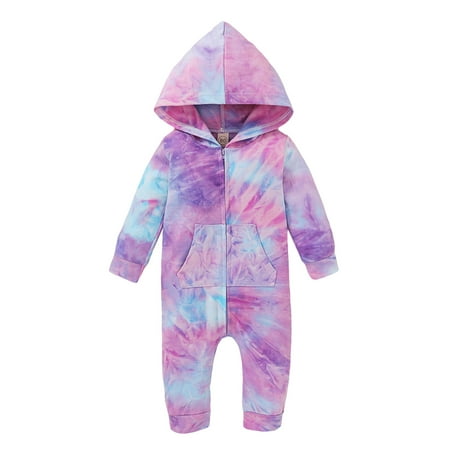 

Honeeladyy Winter Toddler Baby Boys Girls Long Sleeve Rainbow Tie-Dyed Hoodie Romper Jumpsuit Purple Sales Online