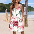 thumbnail image 2 of Womens Vneck Mini Skirts with Pockets Loose Tank Dress Boho Beach Skirt Casual Summer Sundress, 2 of 5
