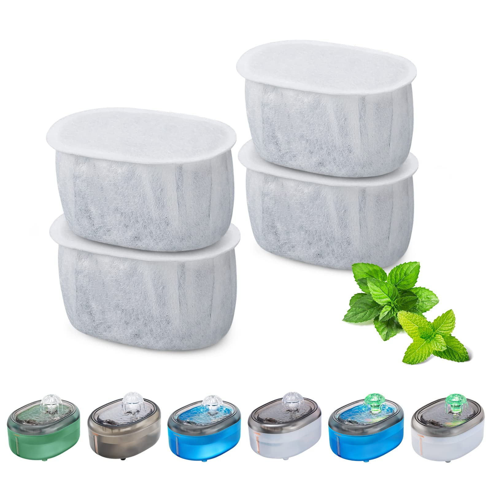 WOPET 4 Pack Replacement Filters Compatible with W300 &W300B Cat Water Fountain, 67oz/2L