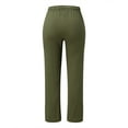 thumbnail image 5 of Wide Leg Linen Pants For Women Linen Waist Cotton And Elastic Drawstring Solid Long Straight Army Green Women'S Pants With Pockets M, 5 of 6