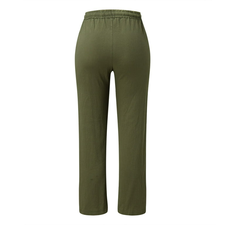 NECHOLOGY Work Pants For Women Office Womens Paper Bag Pants Straight Leg  Comfort Stretch Skinny Petite Dress Pants with Pockets for Work Business  Casual Army Green Medium 