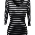 thumbnail image 3 of FashionOutfit Women's Sexy Stripe Vneck Dolman Drape Top with Side Shirring Various colors., 3 of 3
