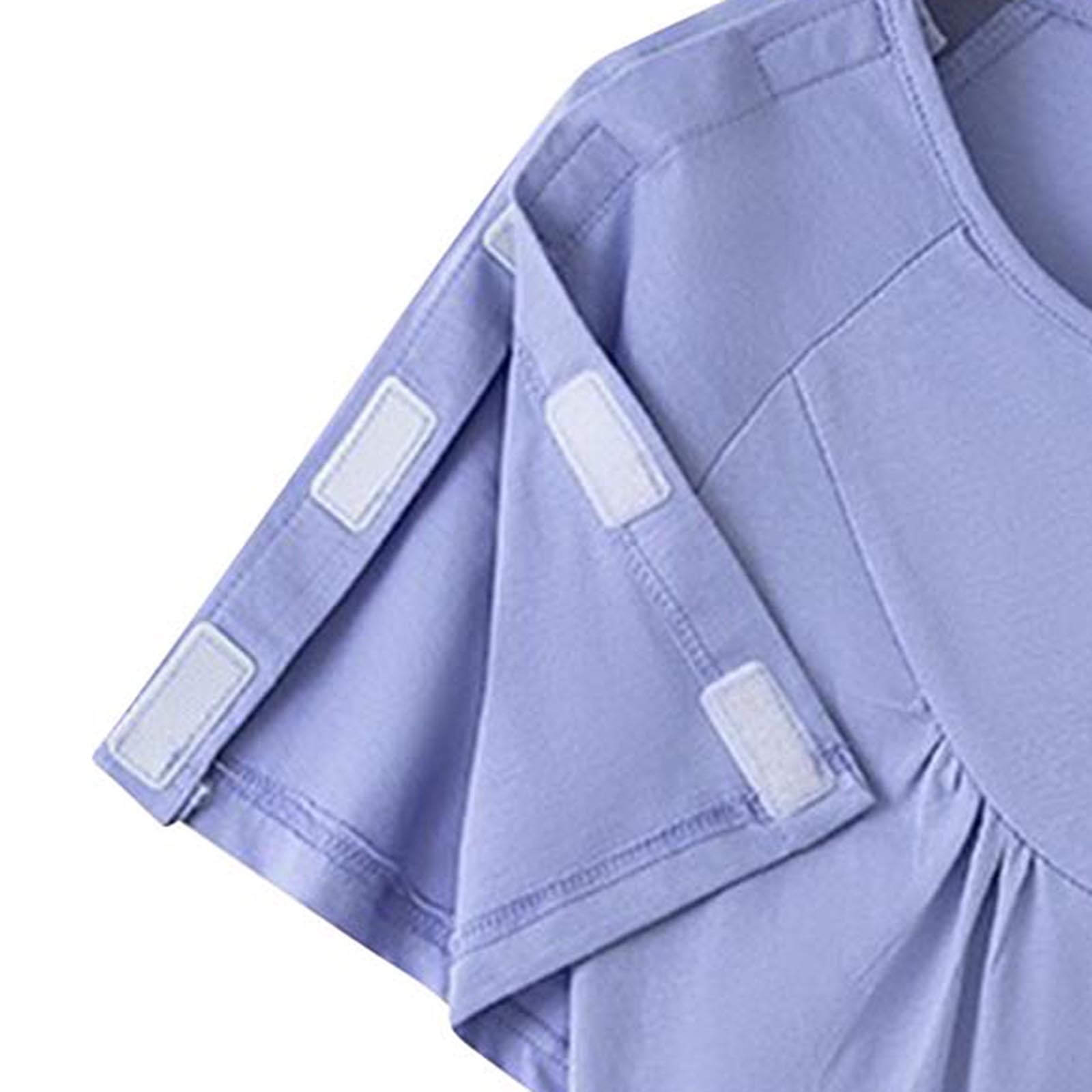 JGGSPWM Womens Adaptive Cotton Post Shoulder Surgery Shirts for After Rotator Cuff Recovery Arm Broken Top Blue L