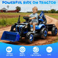 thumbnail image 6 of 4-in-1 24V Kids Ride On Electric Tractor Toy with Construction Attachments (Excavator, Dump Truck & Bulldozer) with Remote Control, 3 Speed Adjustable, Built-in Music Player, LED Light, Blue, 6 of 9