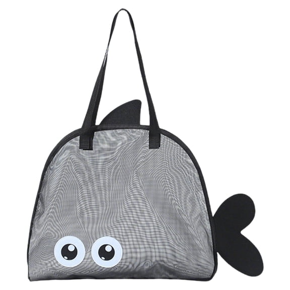 Large Tote Bag for Women, Cute Fish Design Canvas Beach Bag with Zipper, Big Capacity Shoulder Bag for Travel and Shopping, Summer Vacation, Novelty Gift Idea Black