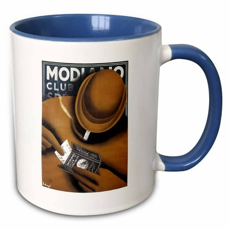 Advertising Cigarette - 3dRose Vintage Modiano Club Cigarette Papers Advertising Poster - Two Tone Blue Mug, 11-ounce