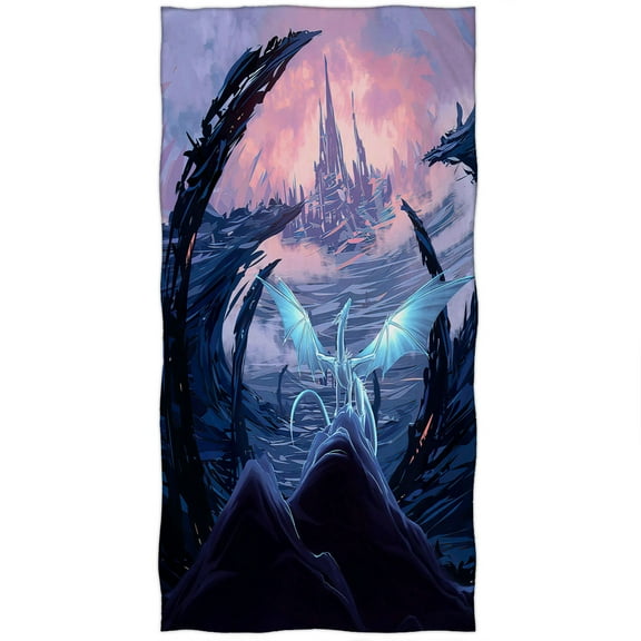 YISUMEI Super Soft Plush Cotton Print Beach Bath Pool Towel Dragon Castle of Rock(27x55 inch)